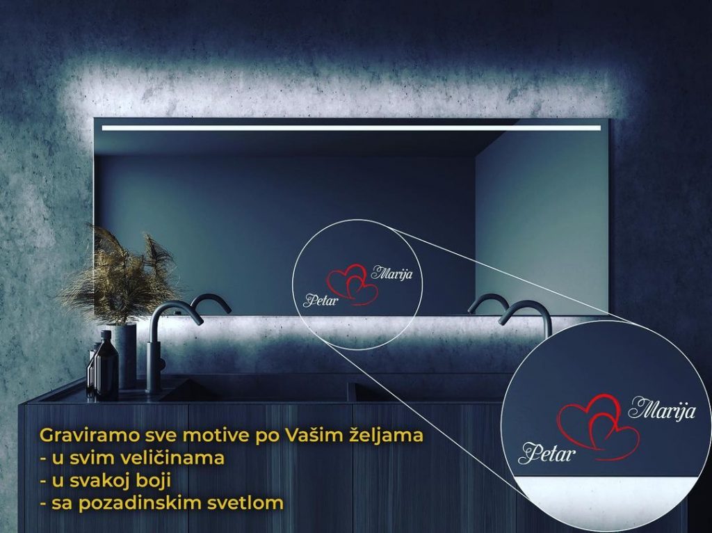 LED Ogledalo sa gravurom za dan zaljubljenih